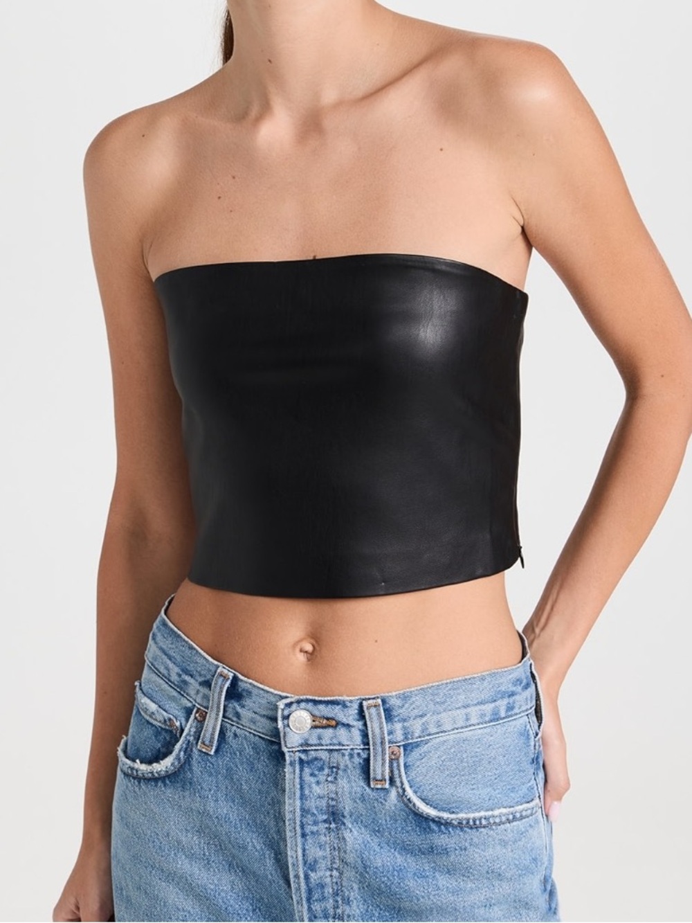 Susana Monaco Faux Leather Crop Tube Top Size XL